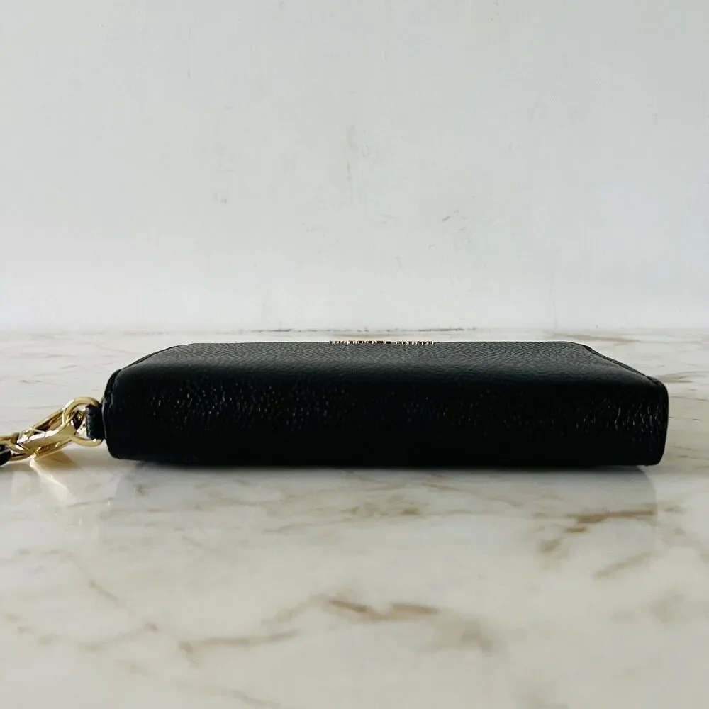 MICHAEL KORS Black Leather Flat Multi Function Phone Case Zip Wallet Wristlet